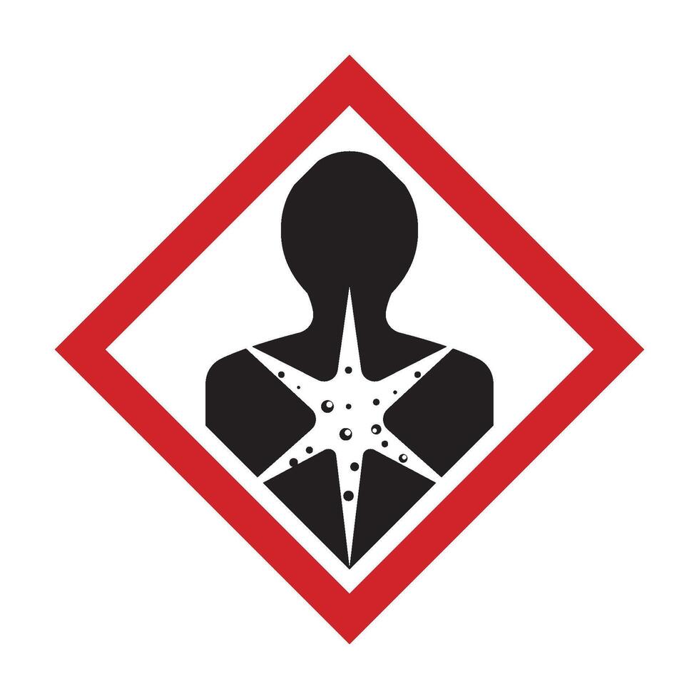 A red and black sign with a person in the center vector