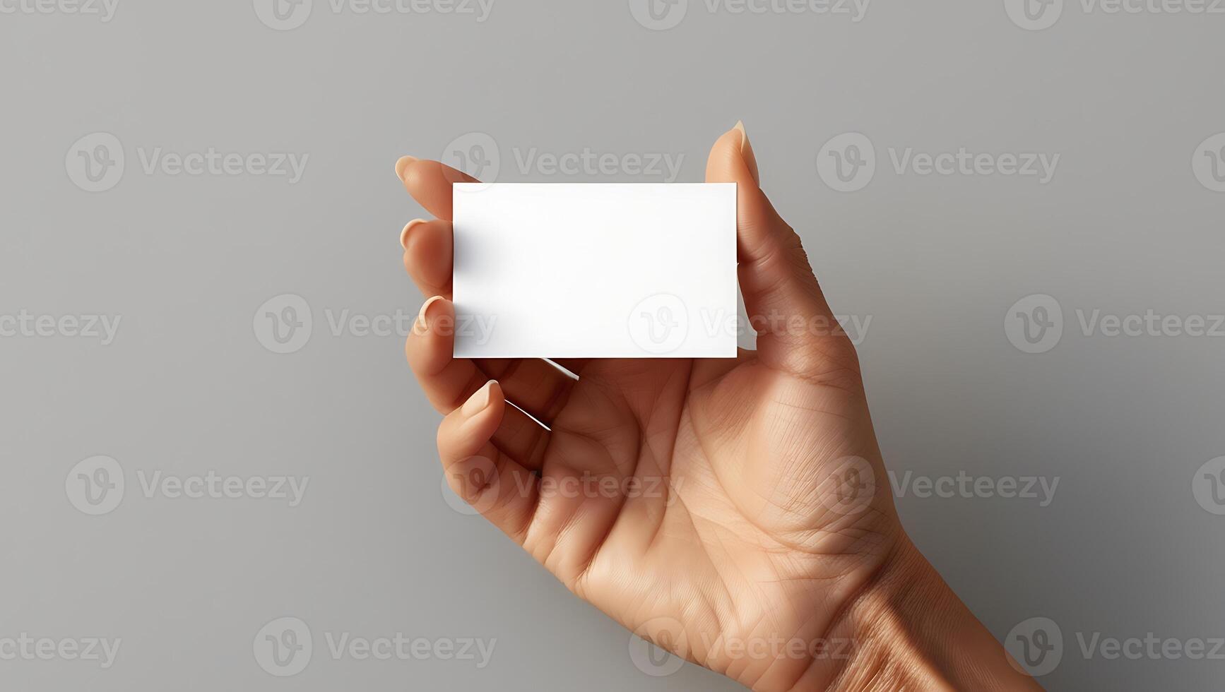 Hand hold white blank business card, business card mockup photo