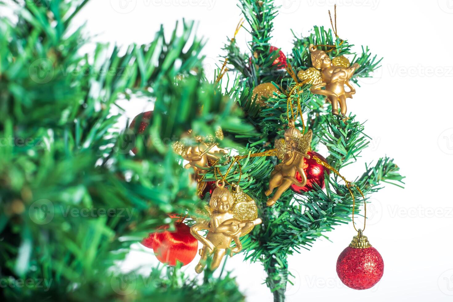 Christmas tree with ornaments on it photo