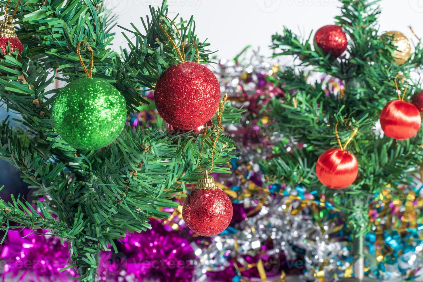 Christmas tree with ornaments on it photo