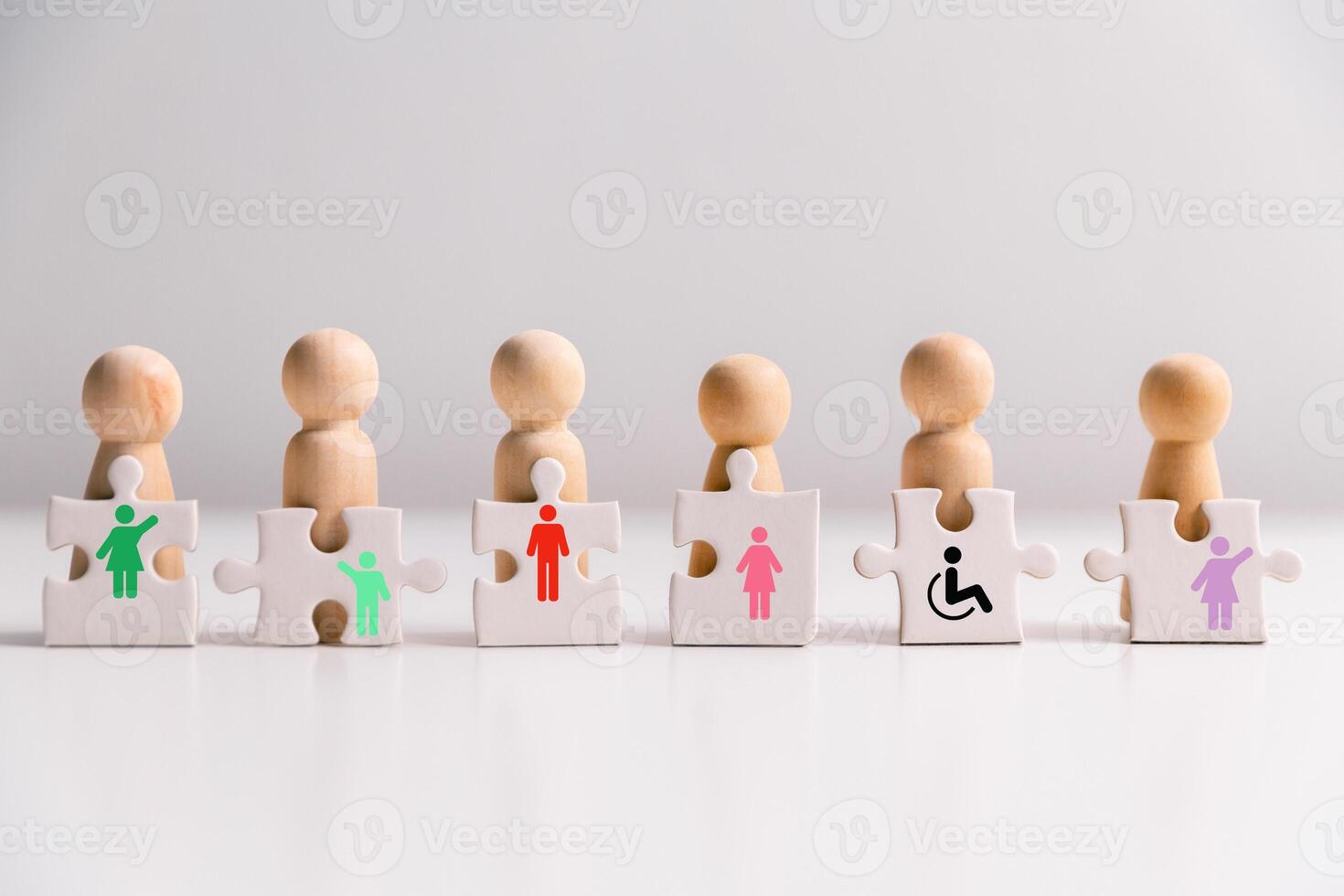 Concept of diversity, inclusion and equality promotes community integration, where every person, regardless of disability, is embraced through teamwork and equity in colourful, supportive environment photo