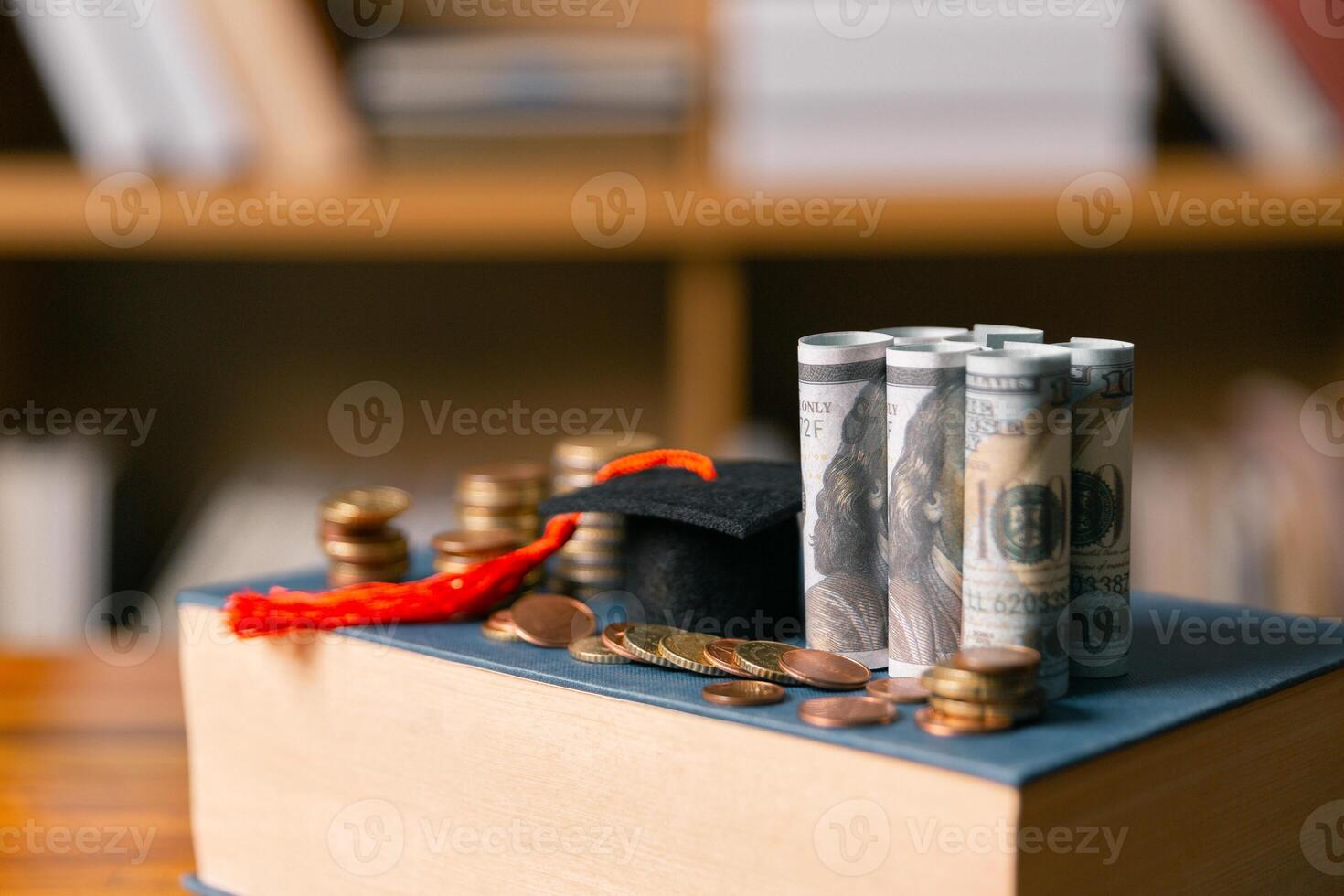 Investing in education abroad, saving coins and money, leads to financial growth, successful graduation, and future success. management, planning, stack, profit, prosperity, step, performance, secure photo