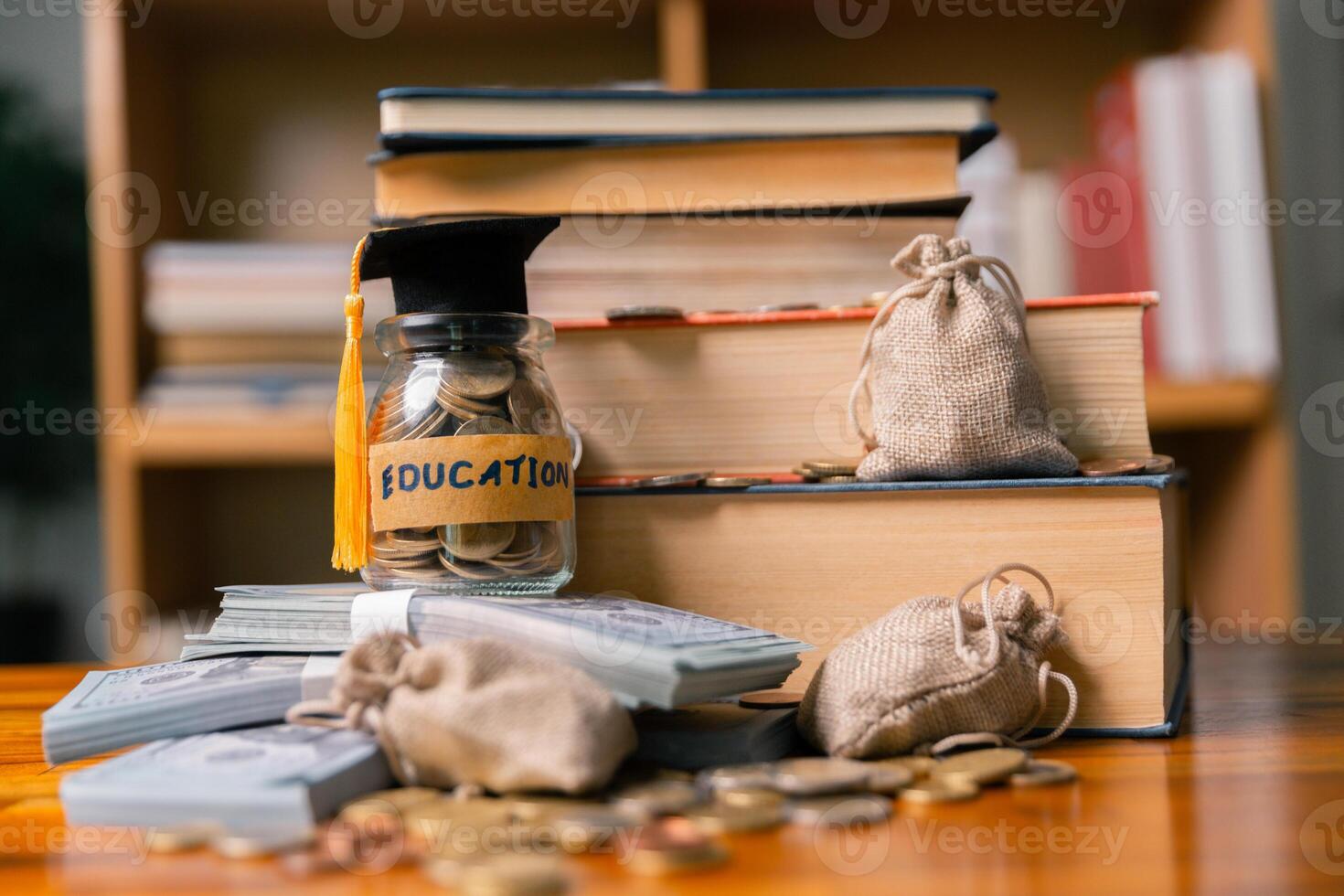 Planning for education abroad involves saving money and making wise investments in finance, which can lead to graduation success, future wealth, cognitive growth, and well-managed budget. hat, idea photo