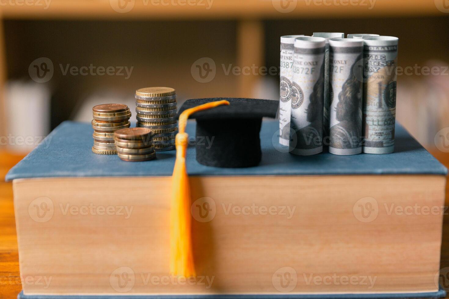Investing in education abroad, saving coins and money, leads to financial growth, successful graduation, and future success. management, planning, stack, profit, prosperity, step, performance, secure photo