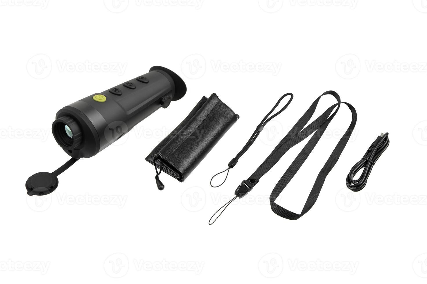 Modern monocular thermal imager isolate on a white background. A device for fixing thermal radiation. photo