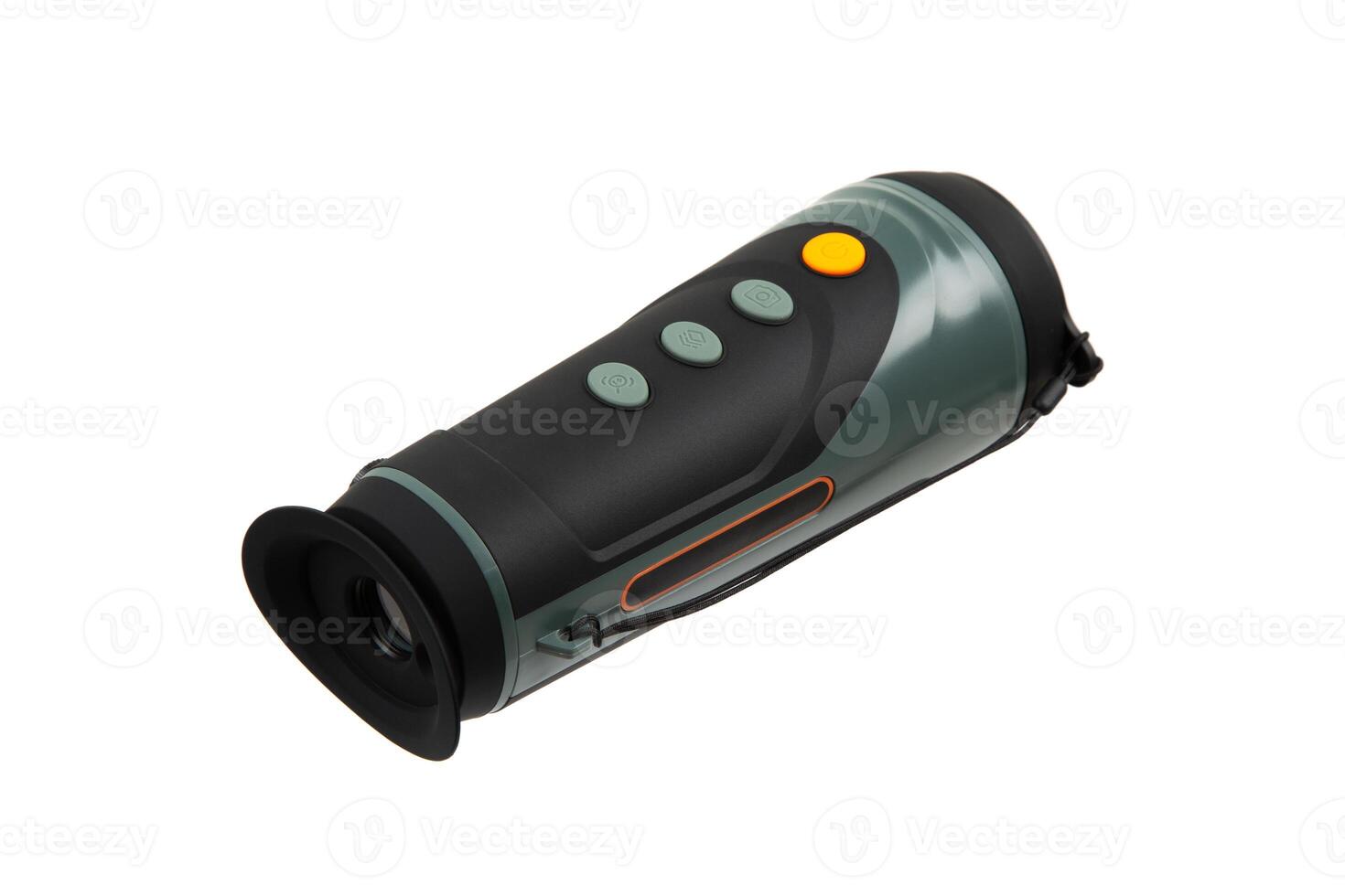 Modern monocular thermal imager isolate on a white background. A device for fixing thermal radiation. photo