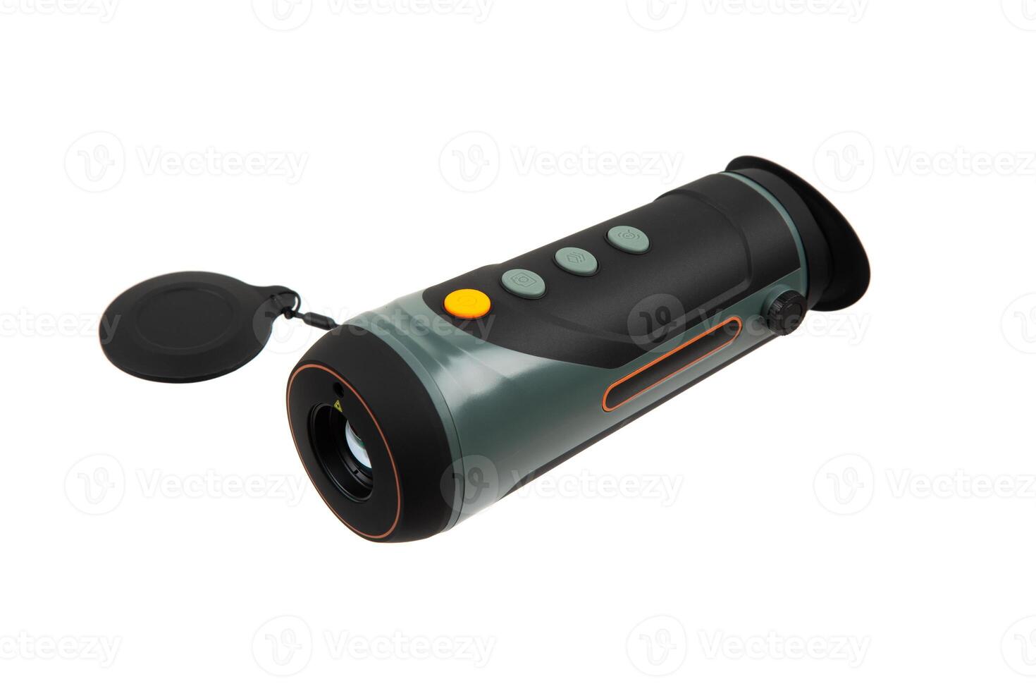 Modern monocular thermal imager isolate on a white background. A device for fixing thermal radiation. photo