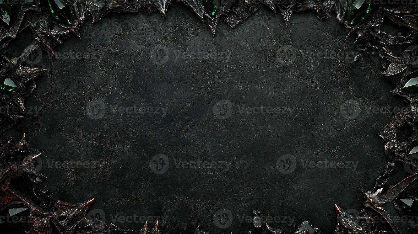 Dark and dramatic fantasy background featuring sharp, jagged black rocks with metallic accents, creating a luxurious and mystical atmosphere, perfect for game design, posters, or digital art photo