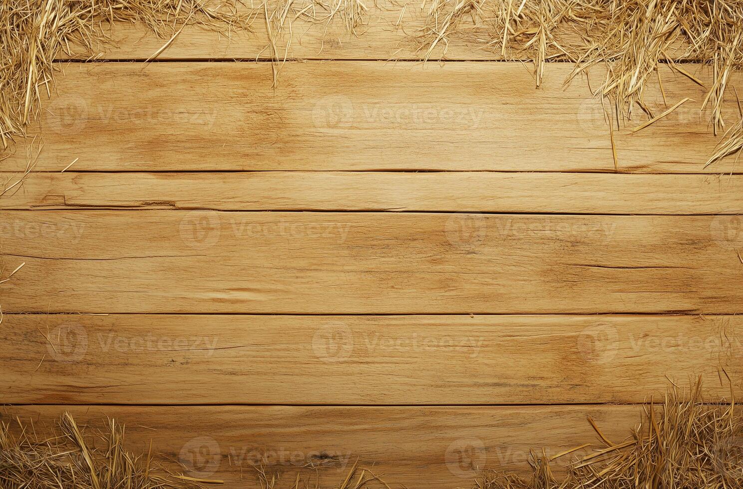 Wooden planks with straw on top and bottom, rustic background, natural texture, farm theme, suitable for agricultural or countryside concepts photo