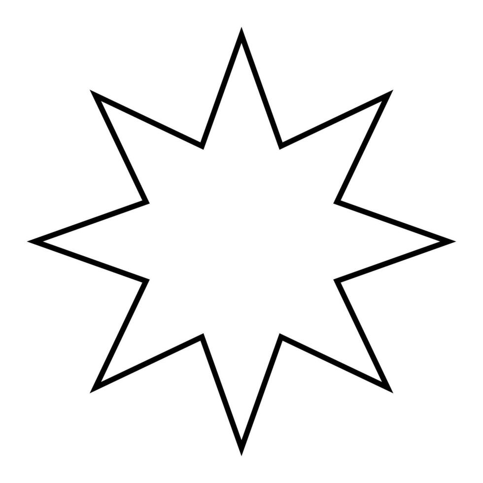 star shape symbol, black and white silhouette illustration of simple eight pointed star isolated on white background vector