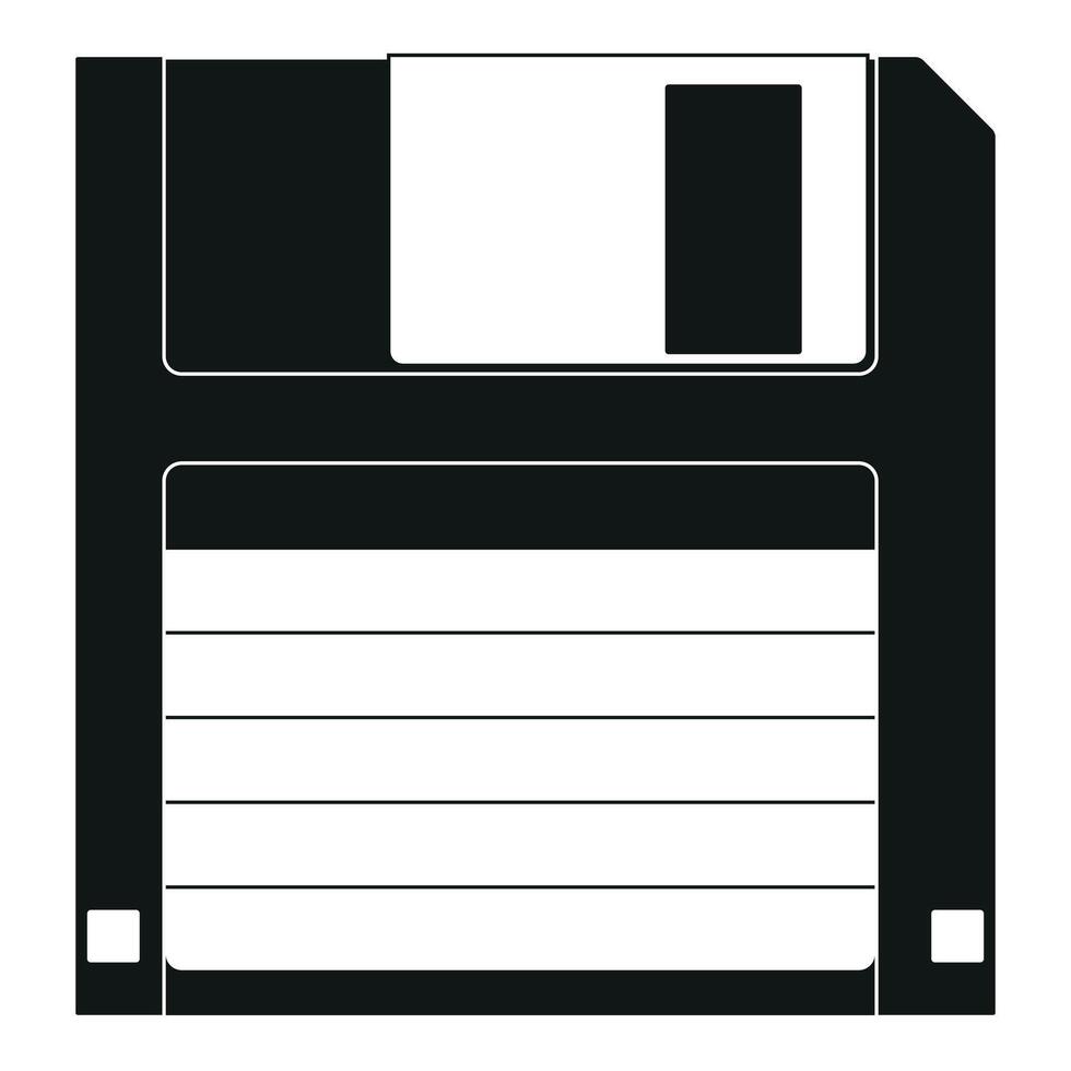Floppy disk - black and white illustration of floppy diskette, isolated on white background vector