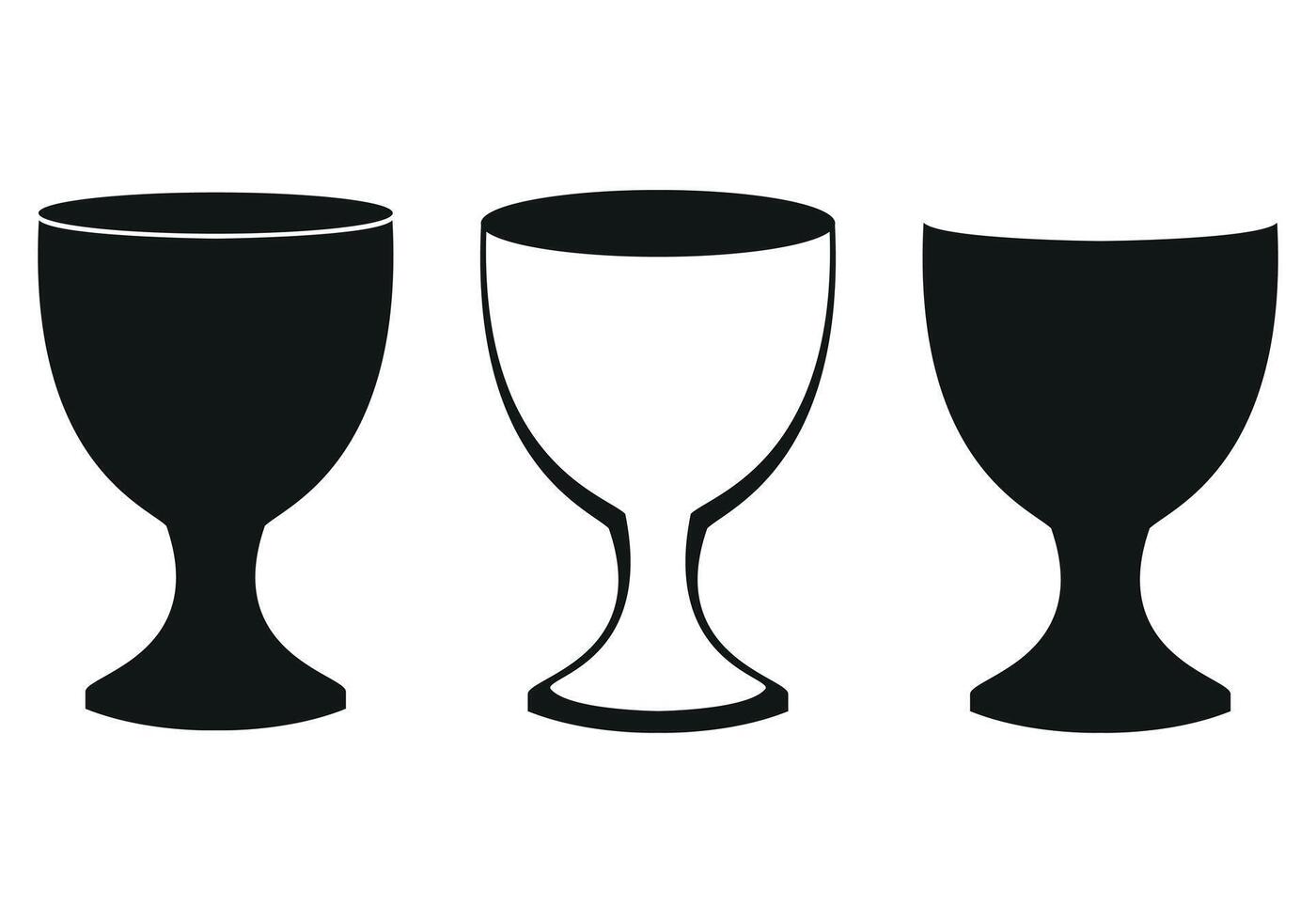 chalice, set of black and white illustration of a cup, isolated on white background vector