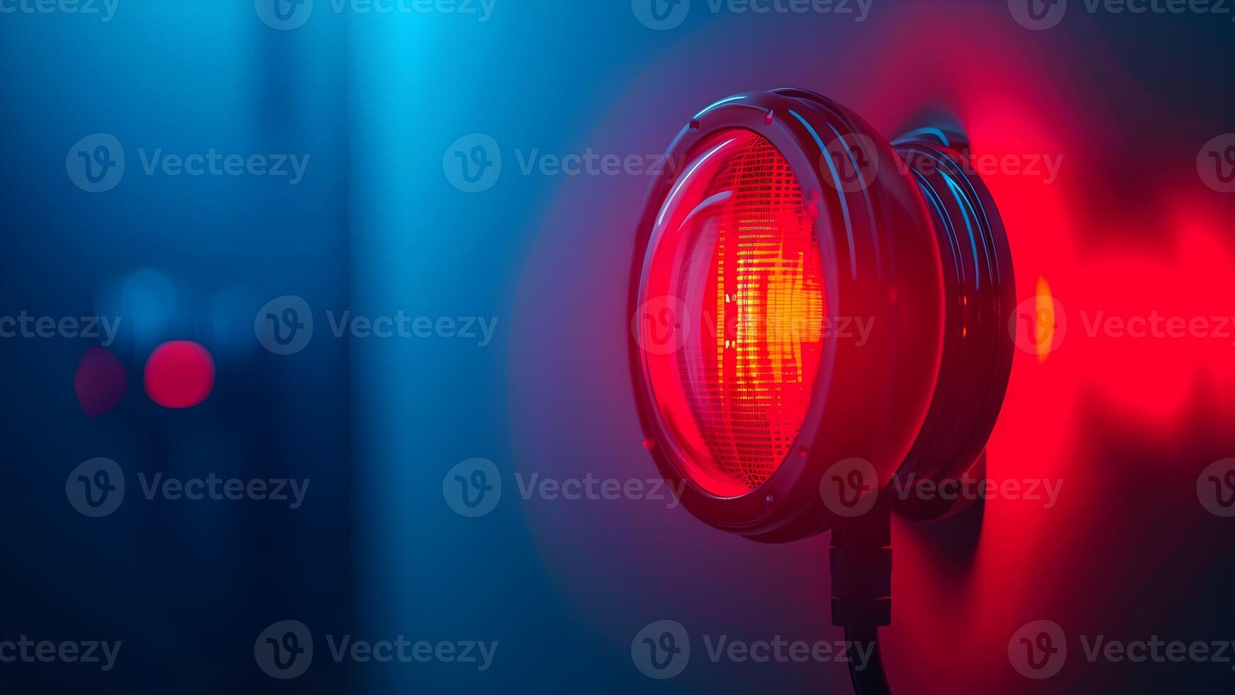 A red light is shining on a wall photo