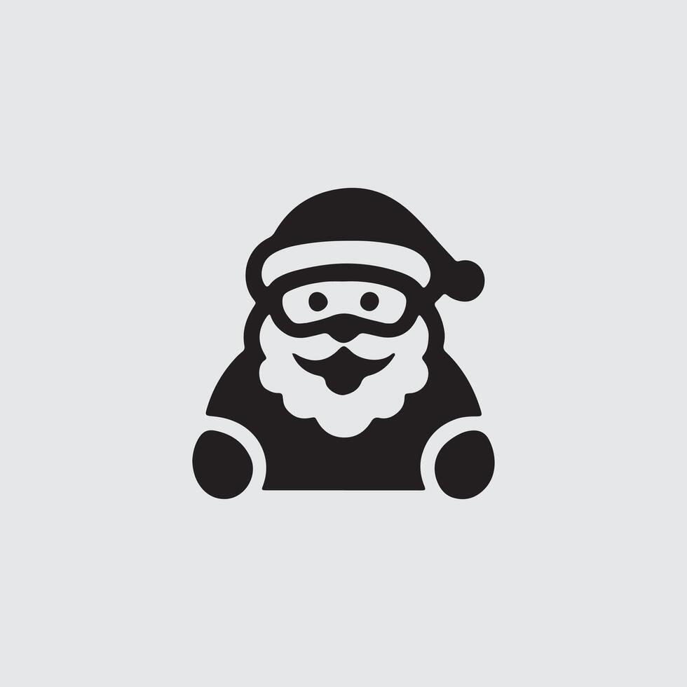 Santa Claus solid silhouette icon face head cartoon illustration vector