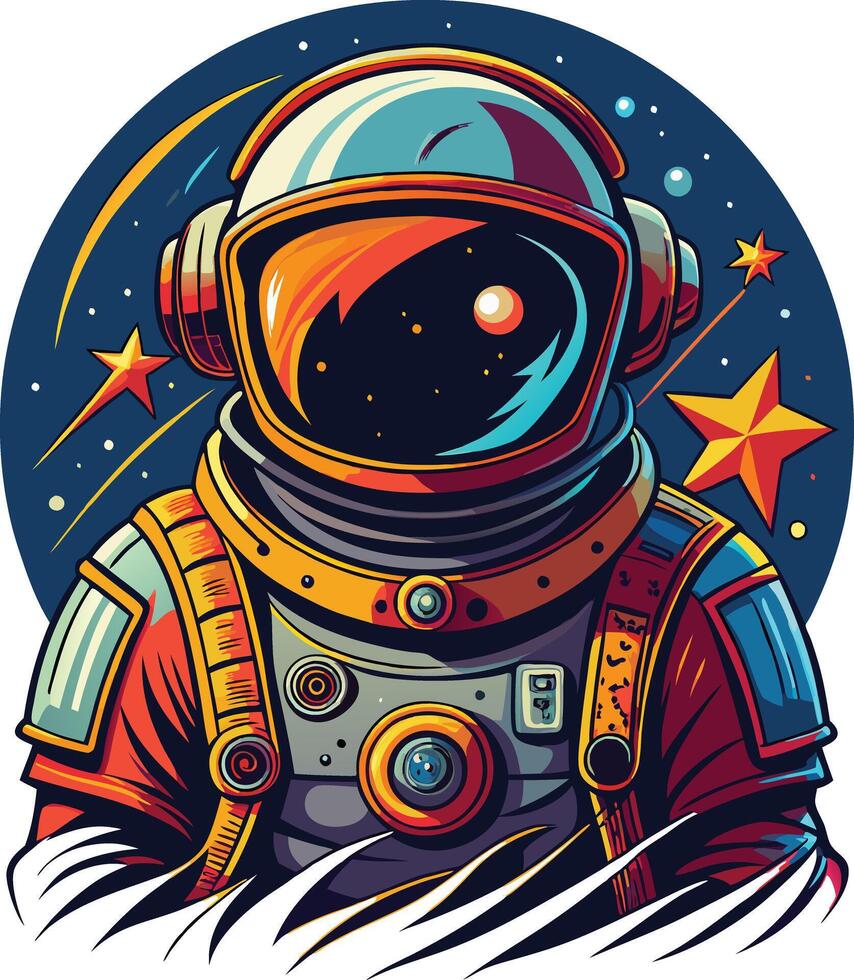 astronaut in space with a planet in the background. vector