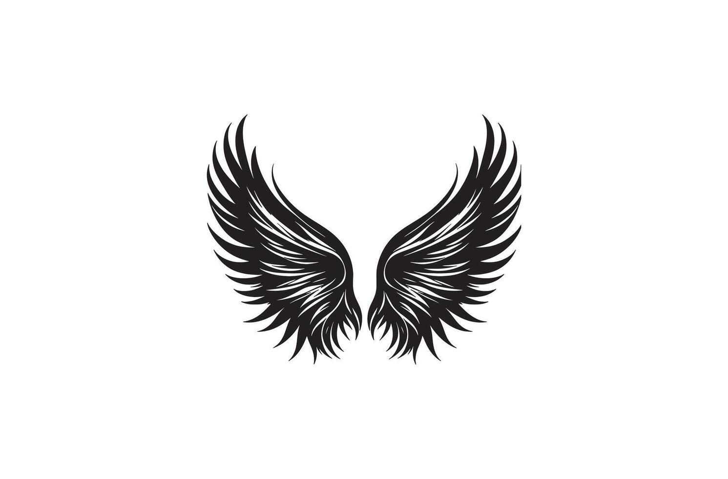 Elegant Angel Wings Black Silhouette vector
