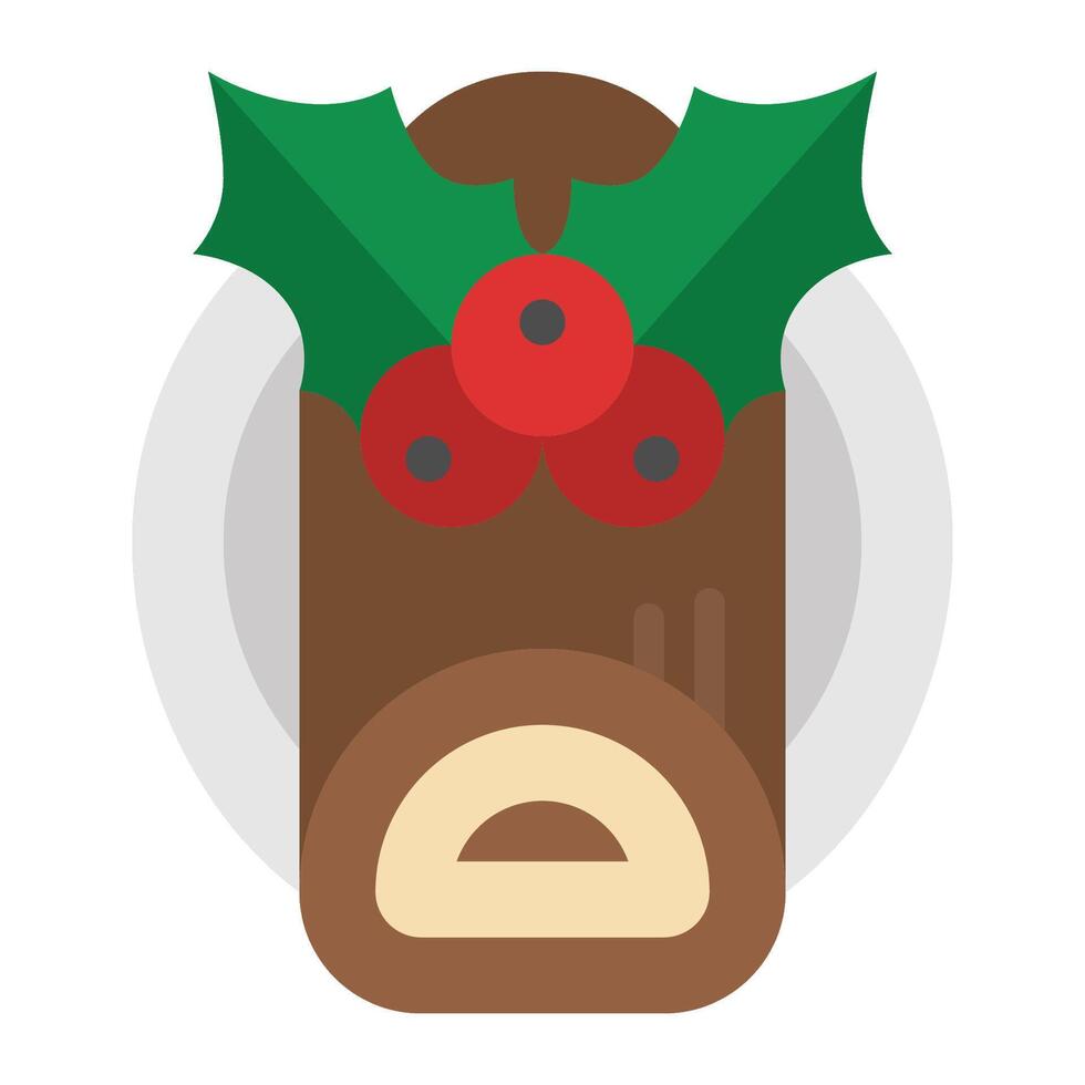 yule log cake icon vector