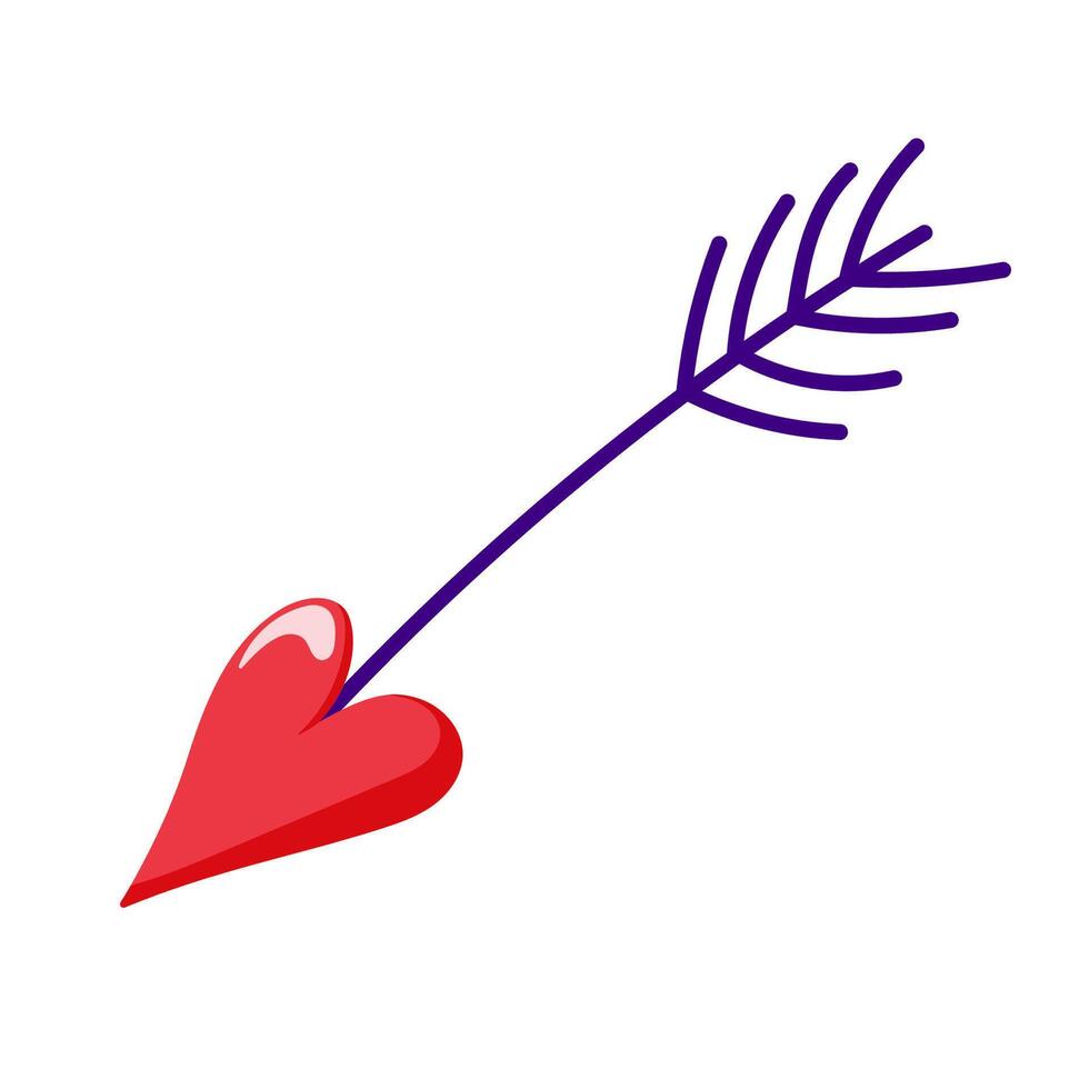Heart with arrow in cartoon style. Symbol of Valentine day holiday. Isolated on a white background. vector