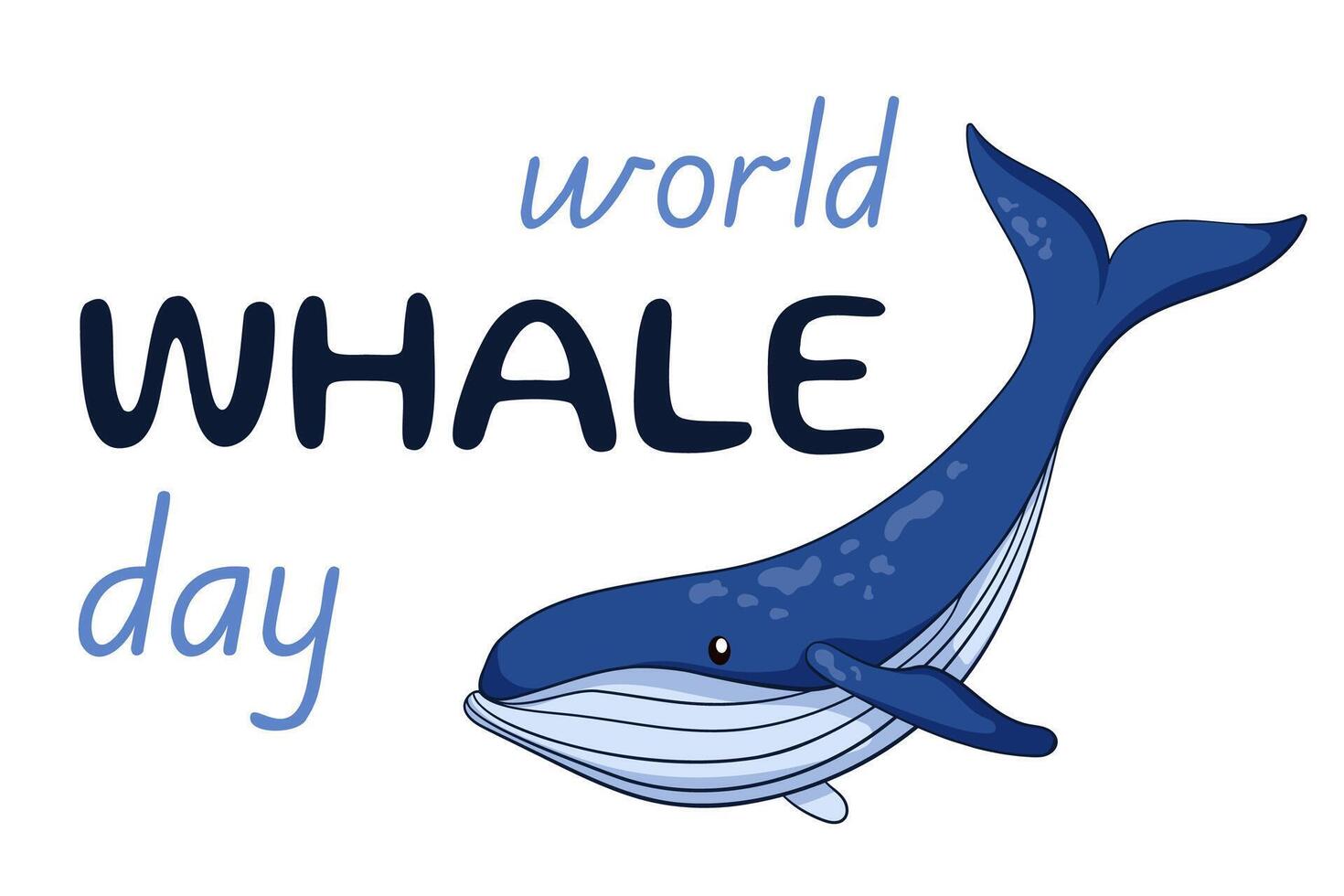 World whale day card in hand drawn style. Outline banner for holiday. 15 February. vector