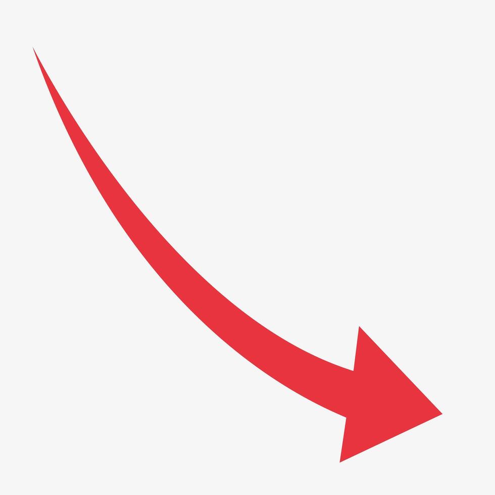 Red Curved Arrow. Right move sign. Flat illustration on white background vector