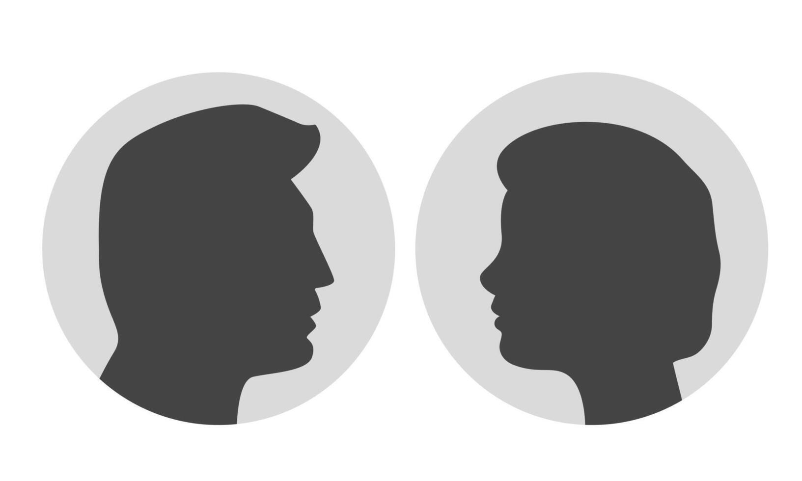 Default man and woman profile icon set. Black silhouette in gray circle. illustration vector