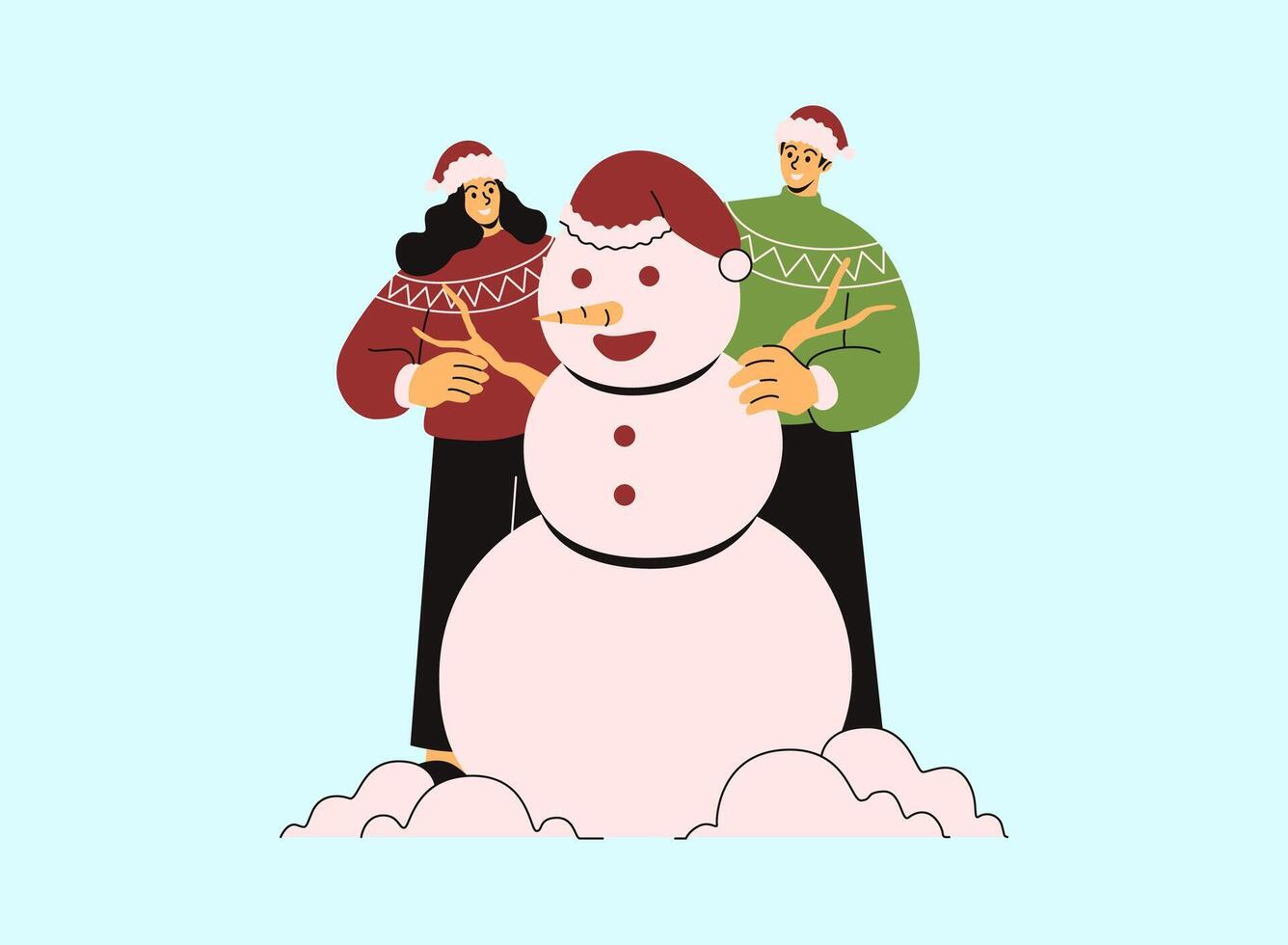 Making a Snowman with friends vector