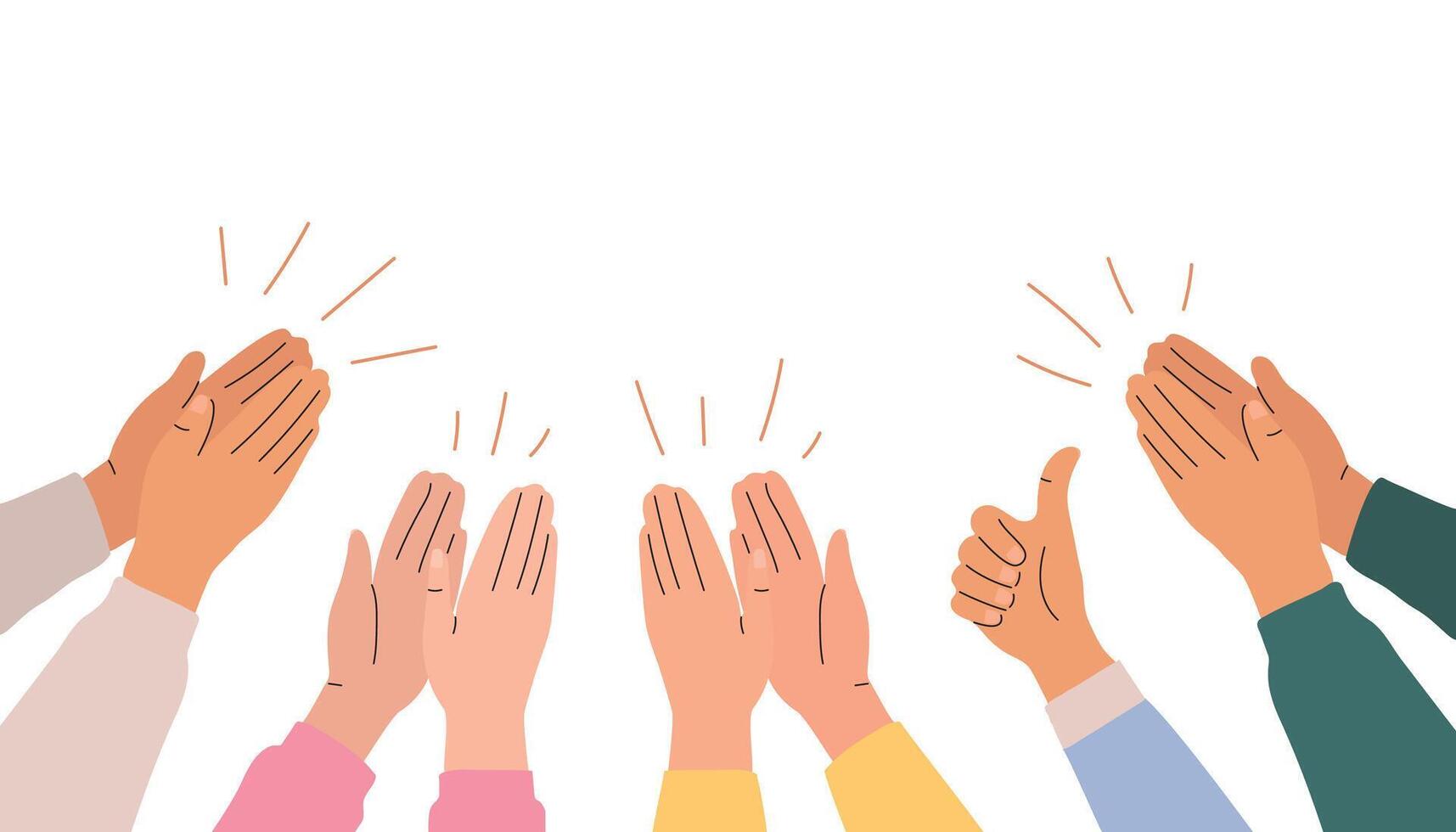 Group of people hands clapping. People applaud. illustration in flat style. vector