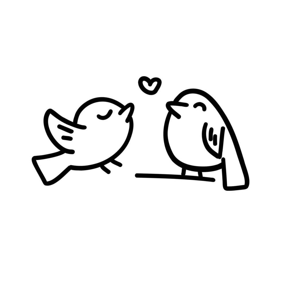 Cute birds in love line icon, concept illustration, outline symbol, linear symbol. vector