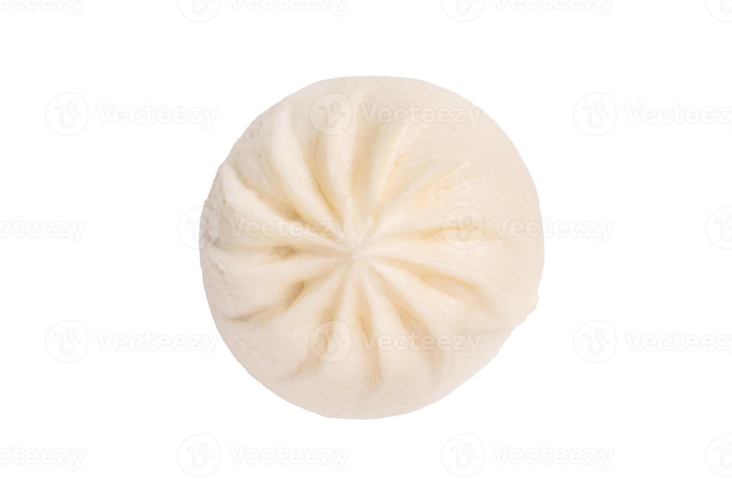 Chinese Bao or Baozi bun with meat isolated on white background. top view photo