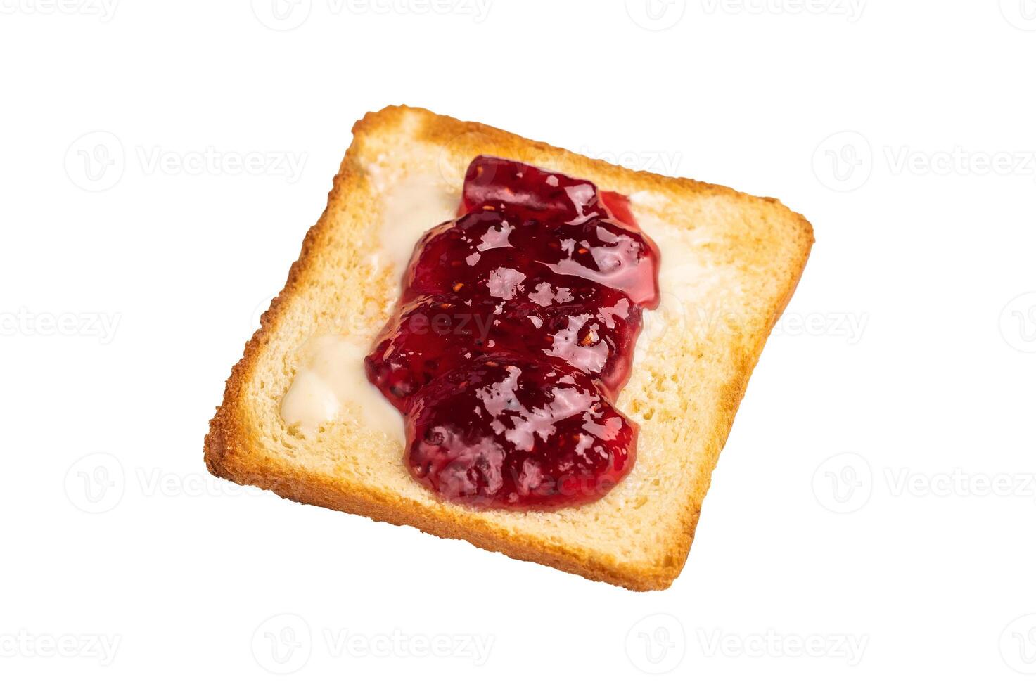 Toast from white bread with butter and jam isolated on white background photo