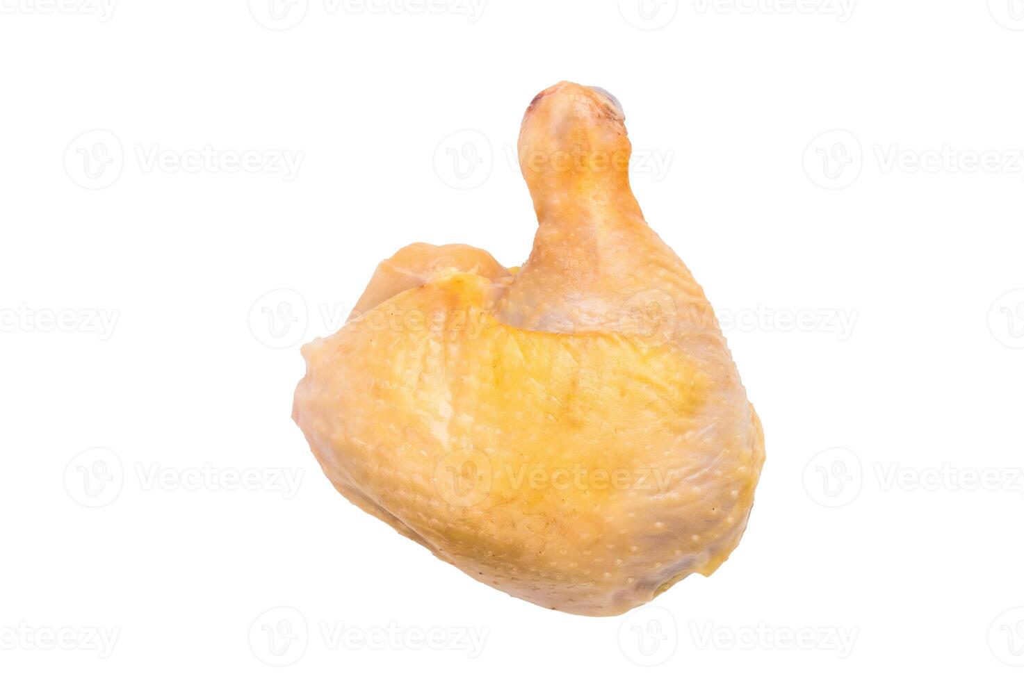 Raw chicken leg, eco farm poultry meat isolated on white background photo