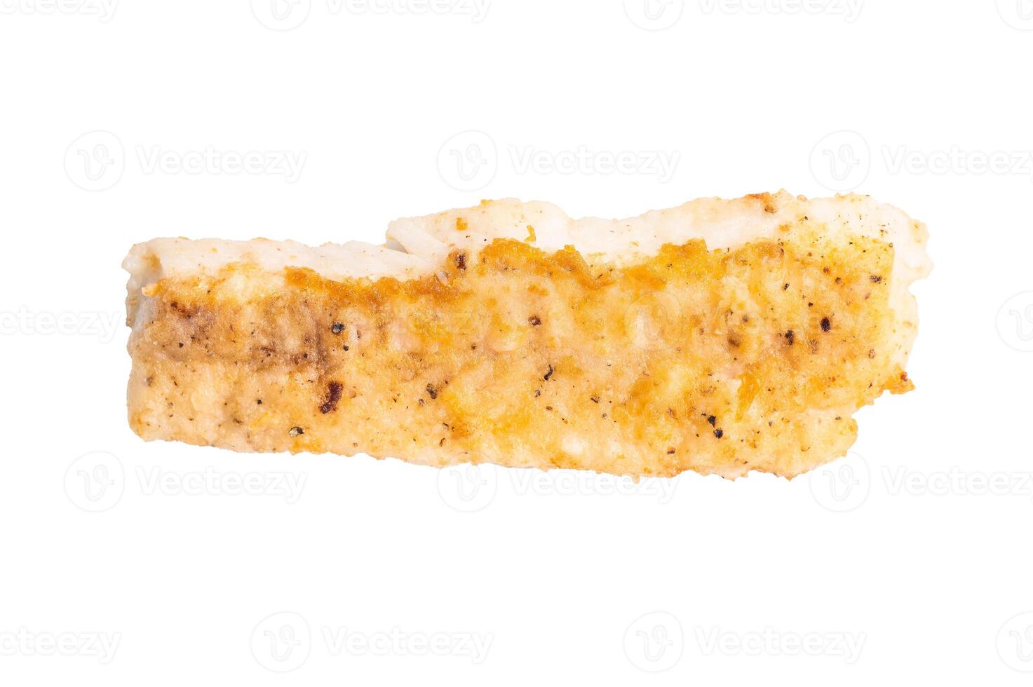 Baked Cod fish fiilet, fried whitefish meat isolated on white background photo