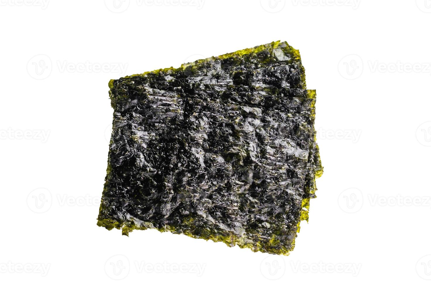 Dried nori seaweed sheets isolated on white background. top view photo