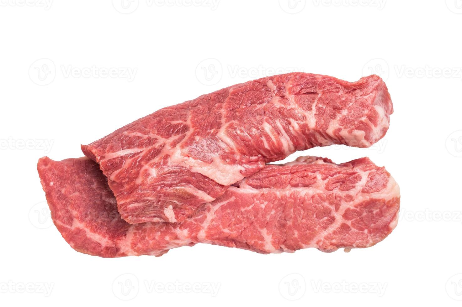 Raw Tri Tip Steak from Black Angus beef meat isolated on white background photo