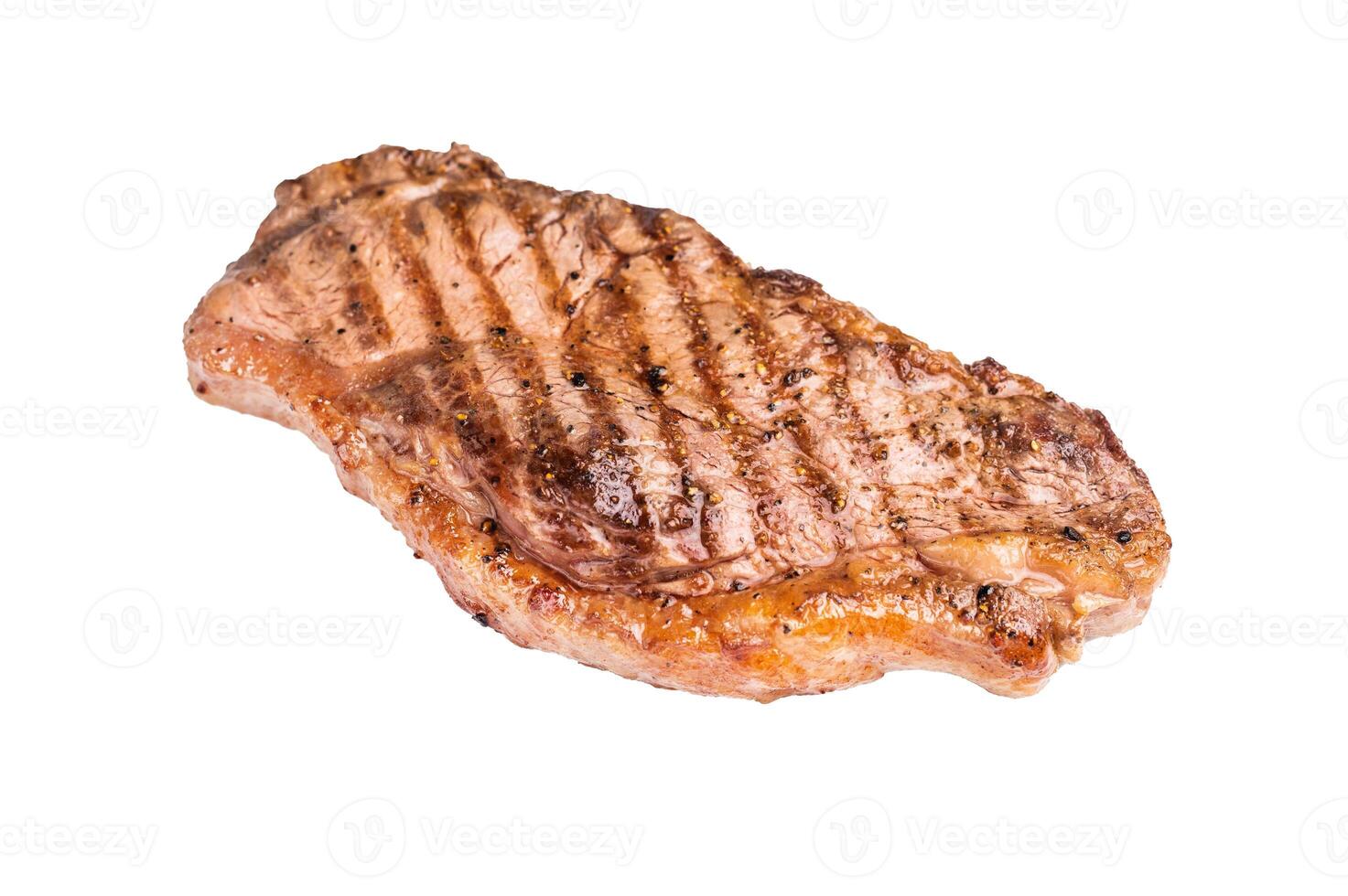 Grilled Striploin steak, New York strip beef meat steak isolated on white background photo