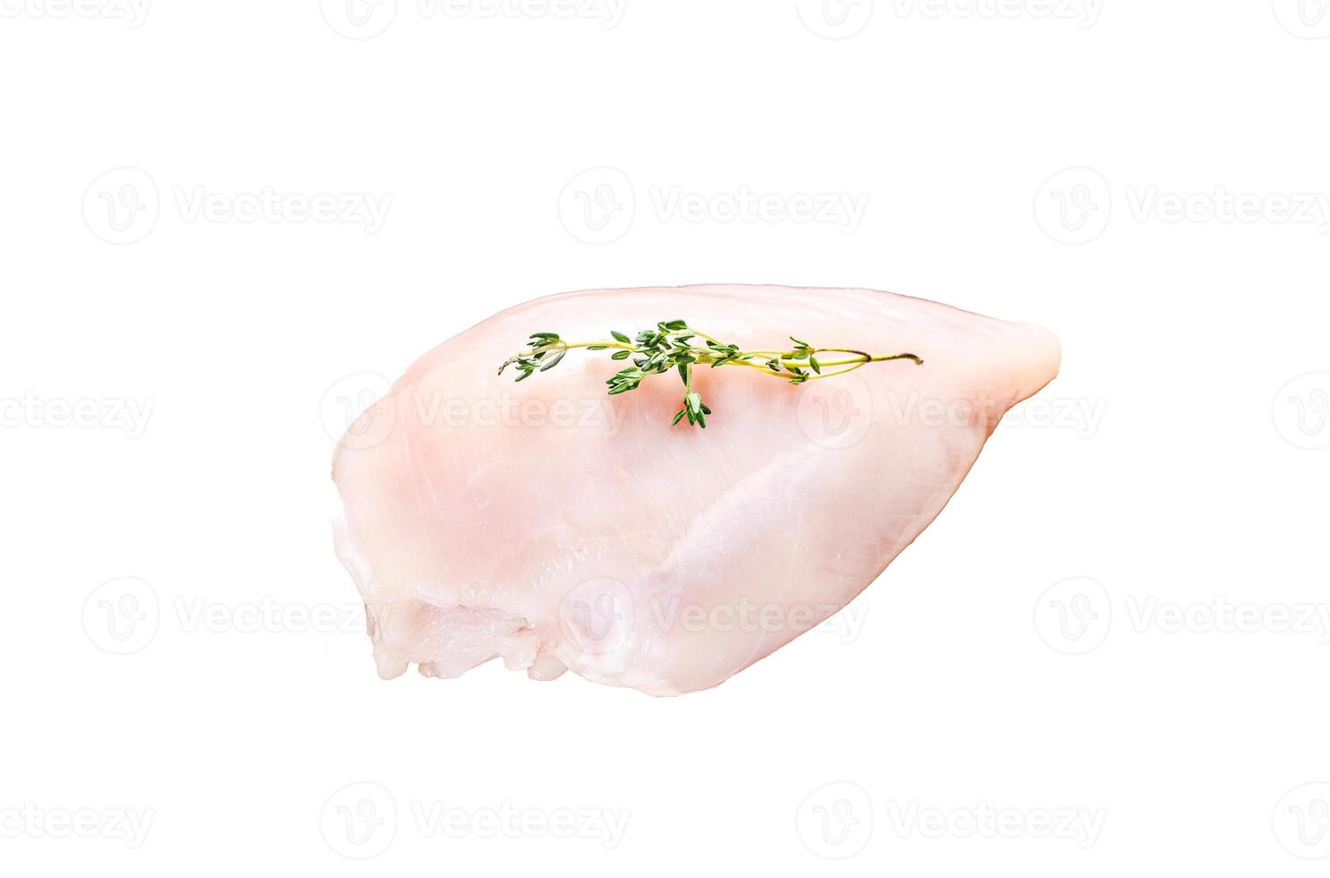 Raw chicken breast fillet Isolated on white background. Top view. photo