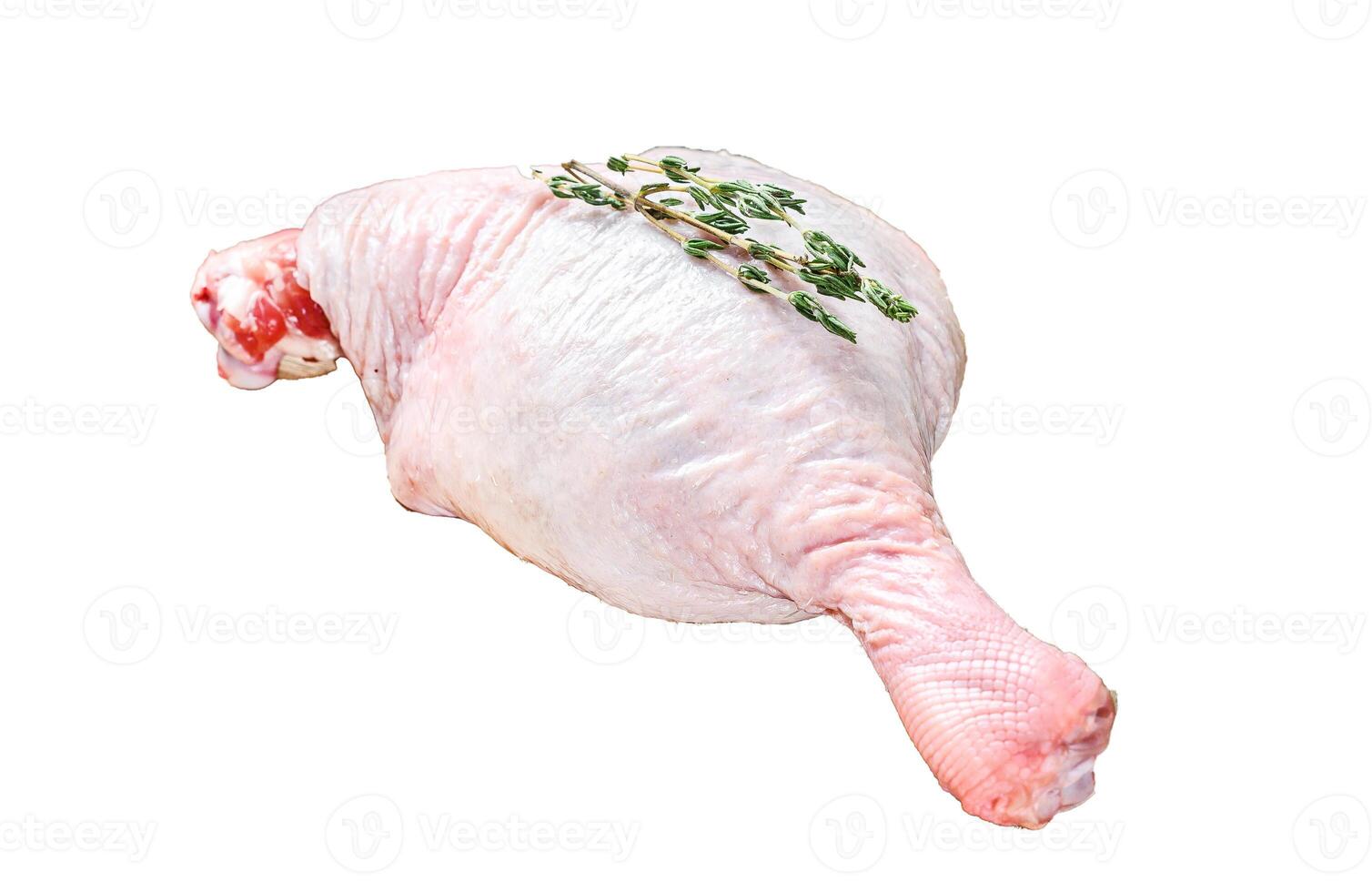 Raw Duck legs Isolated on white background. Top view. photo