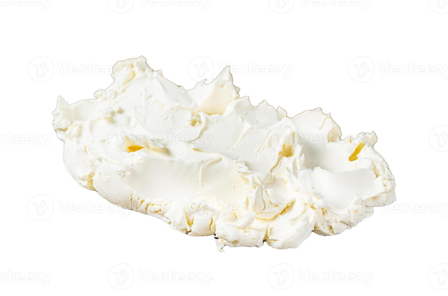 Mascarpone italian Cream cheese. Isolated on white background, top view. photo