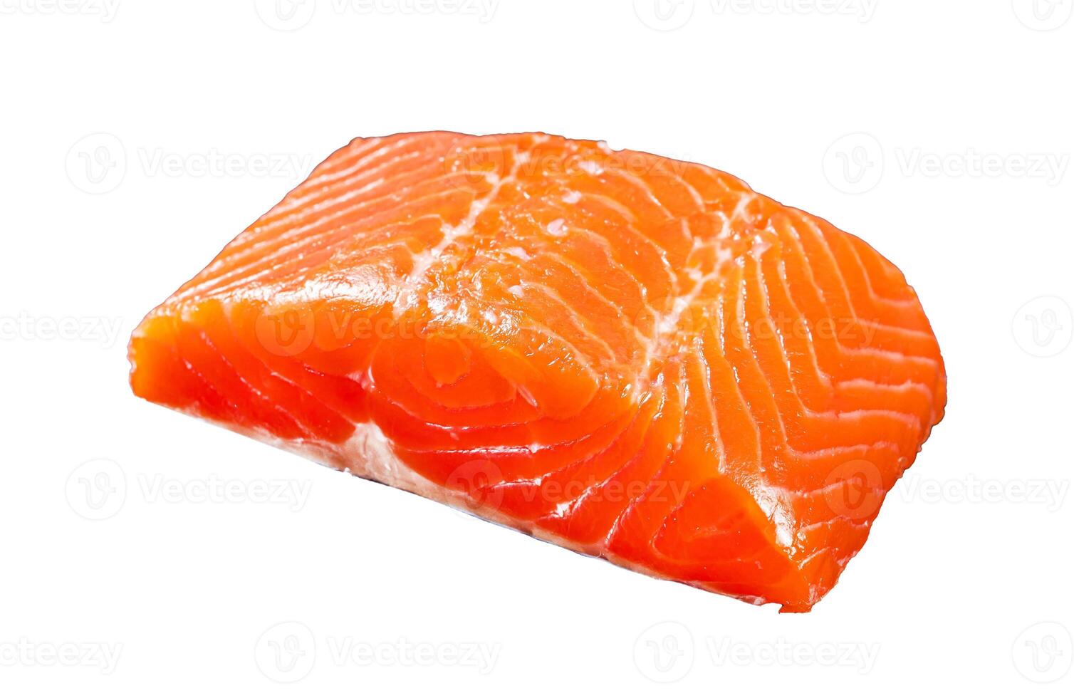 Raw salmon fillet steaks Isolated on white background, top view. photo