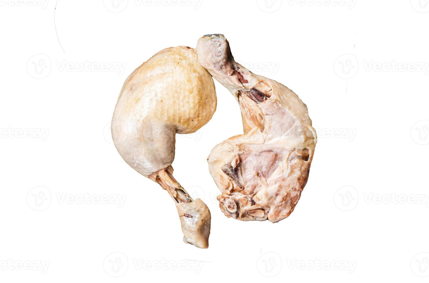 Steamed chicken leg thigh, Asia cuisine. Isolated, white background. photo