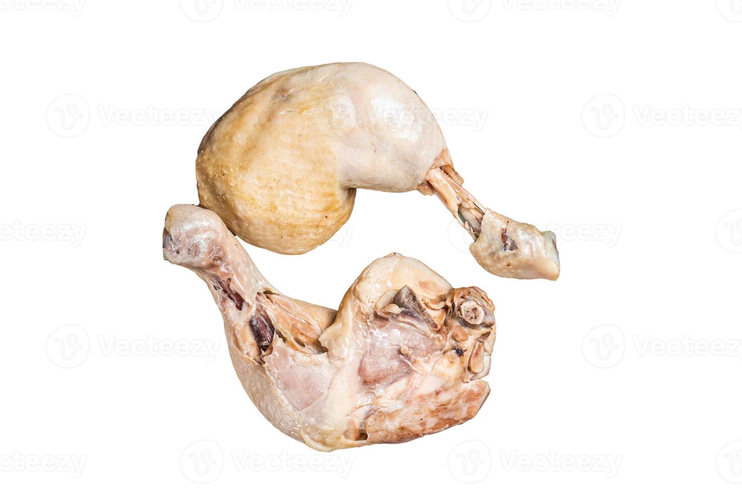 Steamed chicken leg thigh, Asia cuisine. Isolated on white background. photo