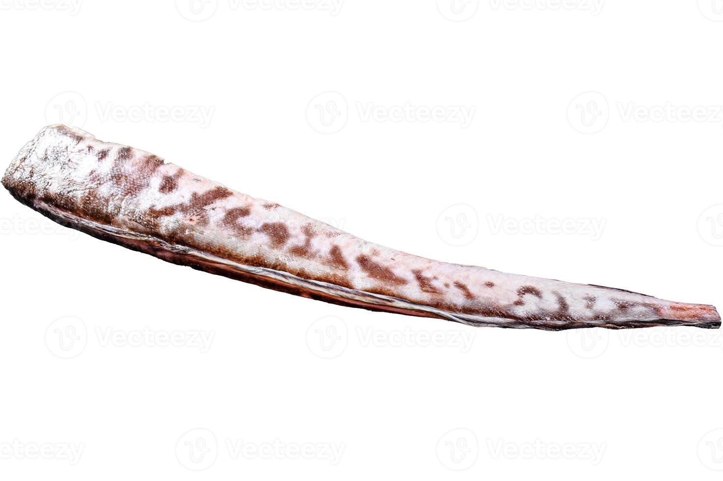 Raw king klip, congrio fish. Isolated on white background. Top view. photo