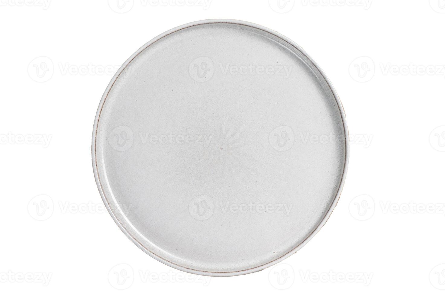 Empty white plate on table. Food cooking and healthy eating background. Isolated on white background photo