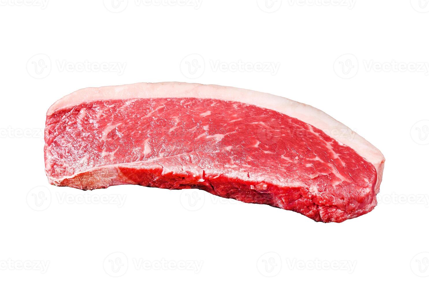 Raw cap rump beef meat steak Isolated on white background, top view. photo