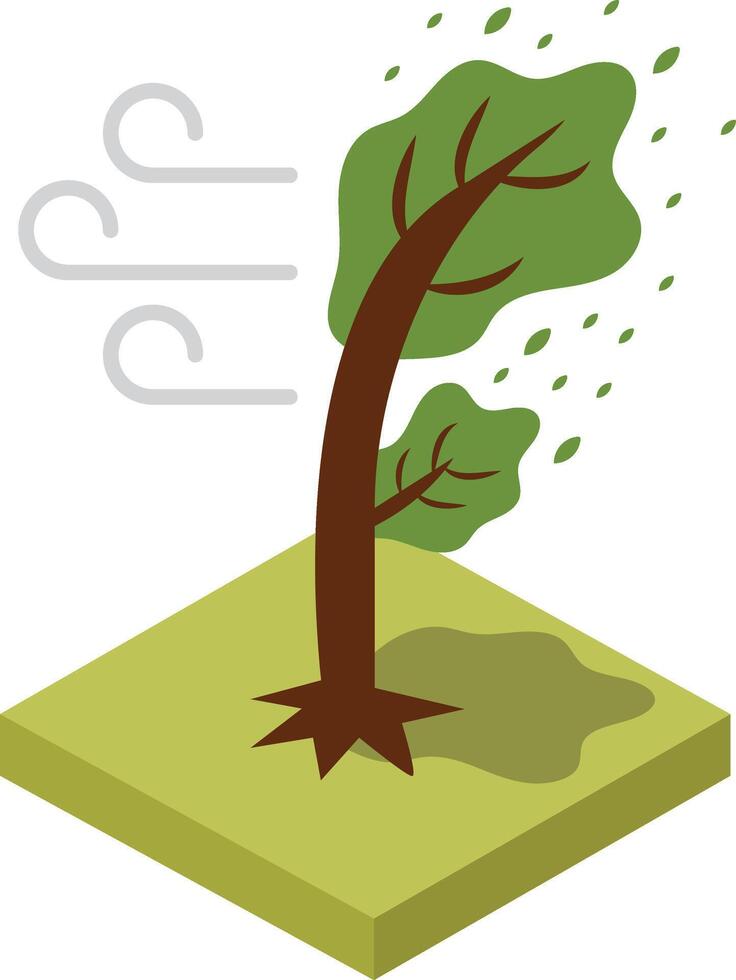 The wind storm uprooted trees and downed power lines. vector