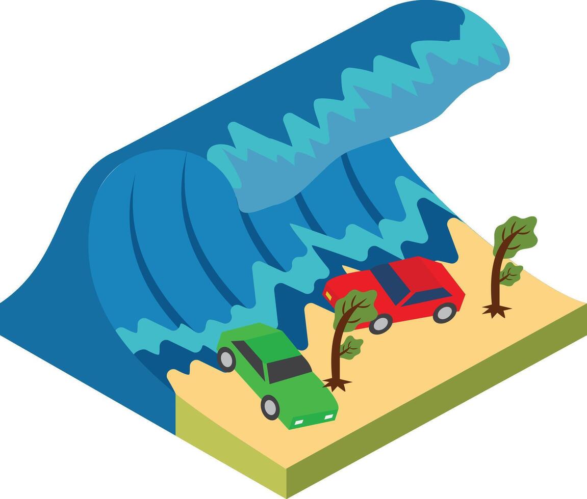 The tsunami warning prompted immediate coastal evacuations. vector