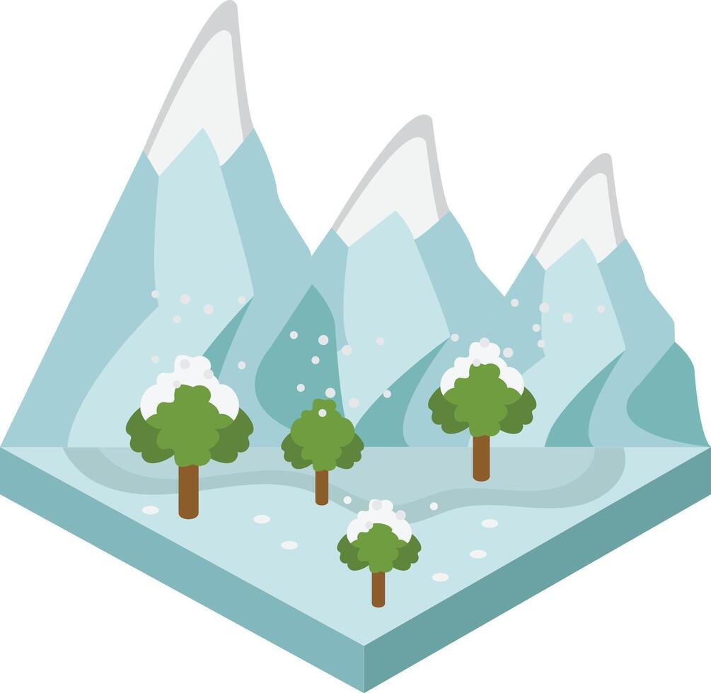 The snowfall on mountains creates a picturesque winter scene. vector
