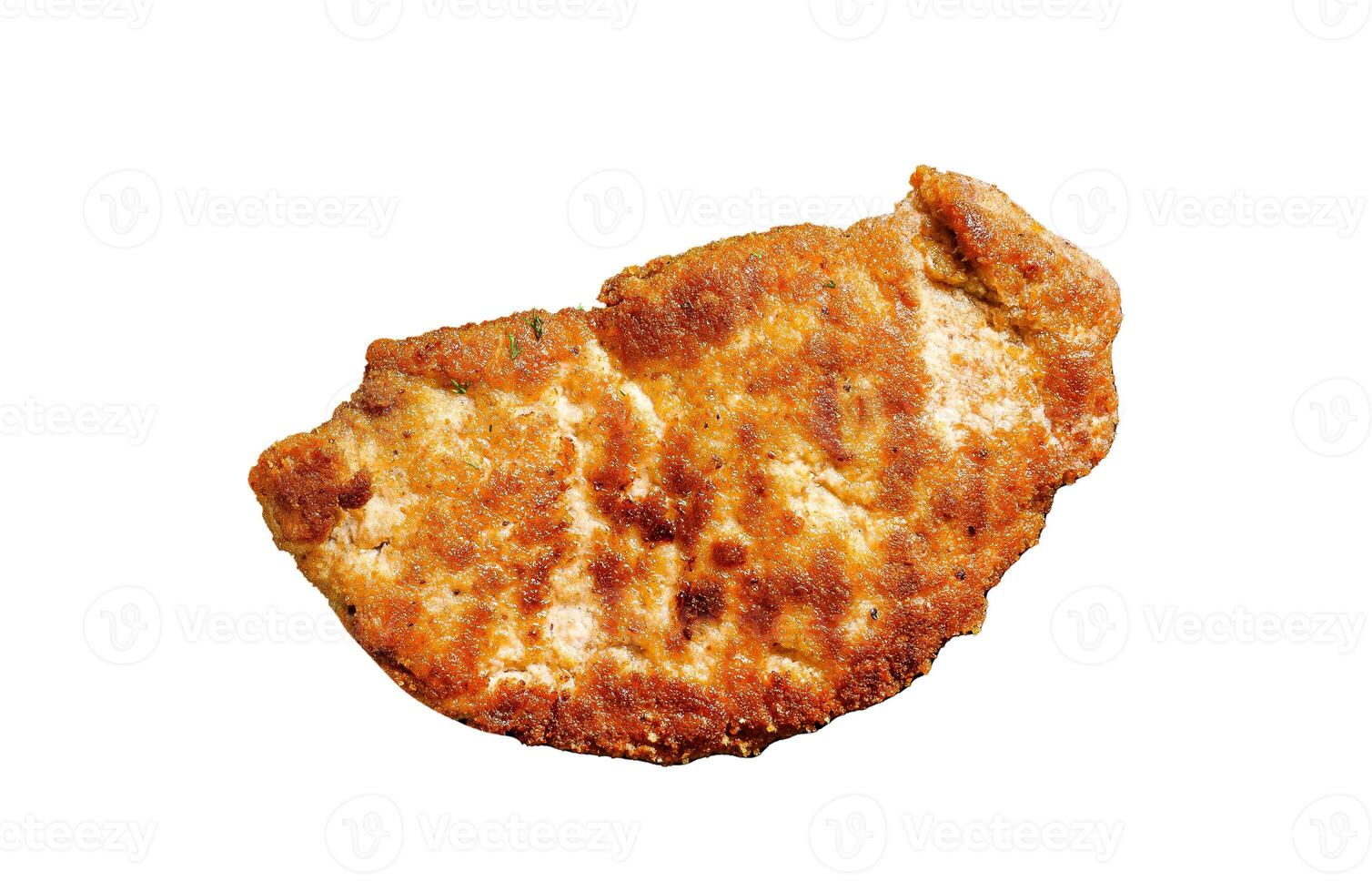Fried Chicken schnitzel Isolated on white background. Top view. photo