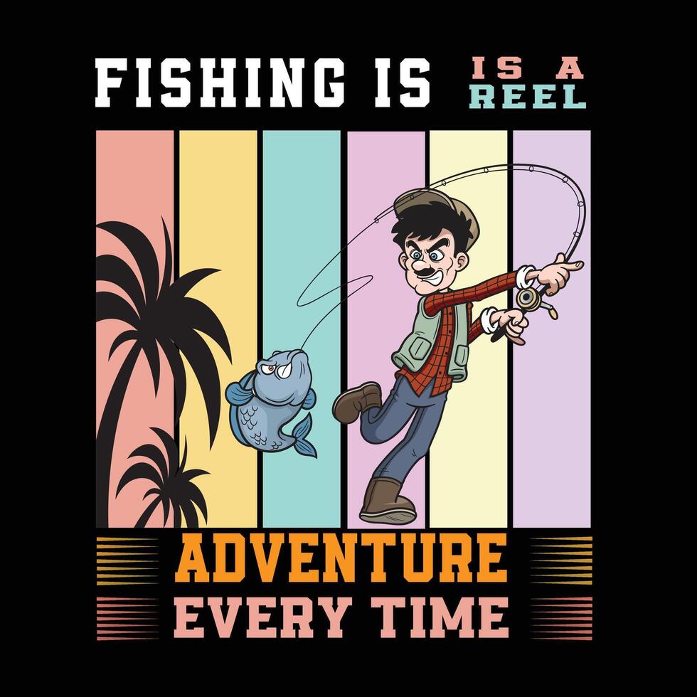 A serene design emphasizing the joy of fishing in nature vector