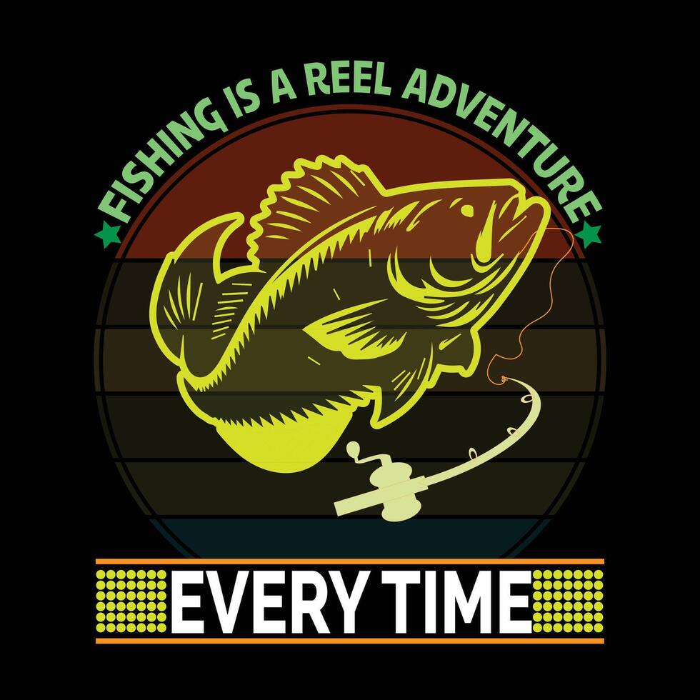 A fun fishing graphic celebrating the thrill of reeling in a big catch vector